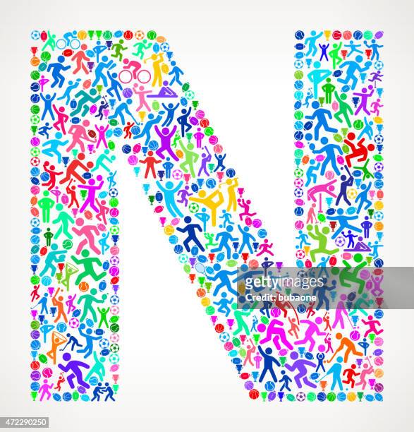 letter n fitness sports and exercise pattern vector background - a v n awards stock illustrations