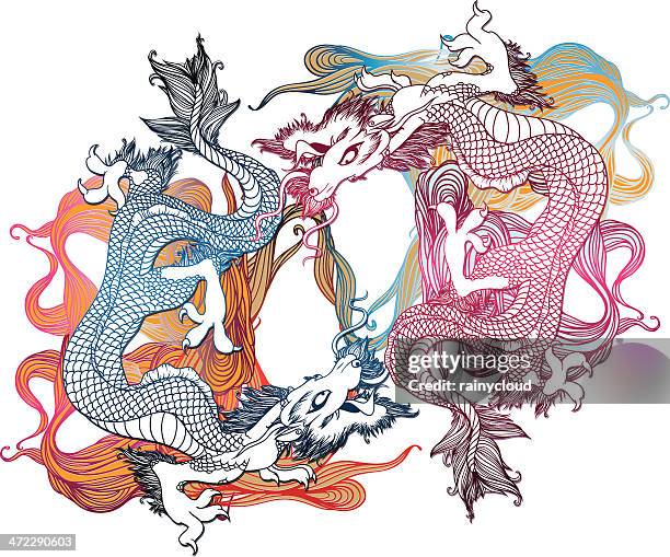 asiatische drachen - feng shui stock-grafiken, -clipart, -cartoons und -symbole