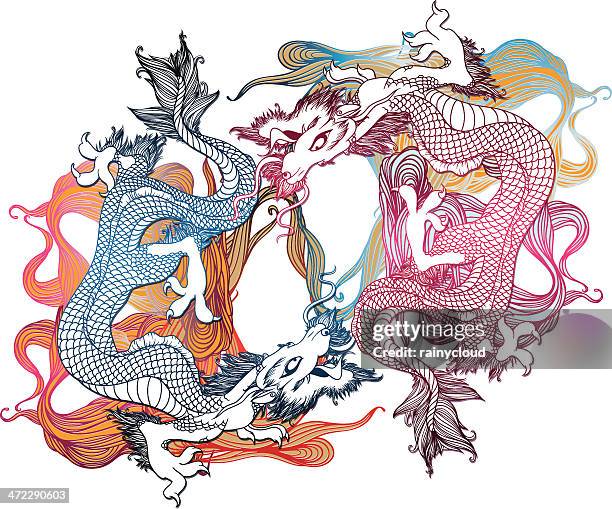 asian dragons - feng shui stock illustrations
