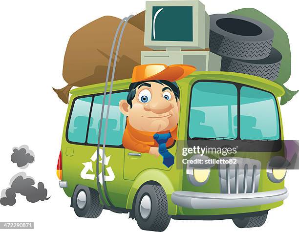 recycle van - computer recycling stock illustrations