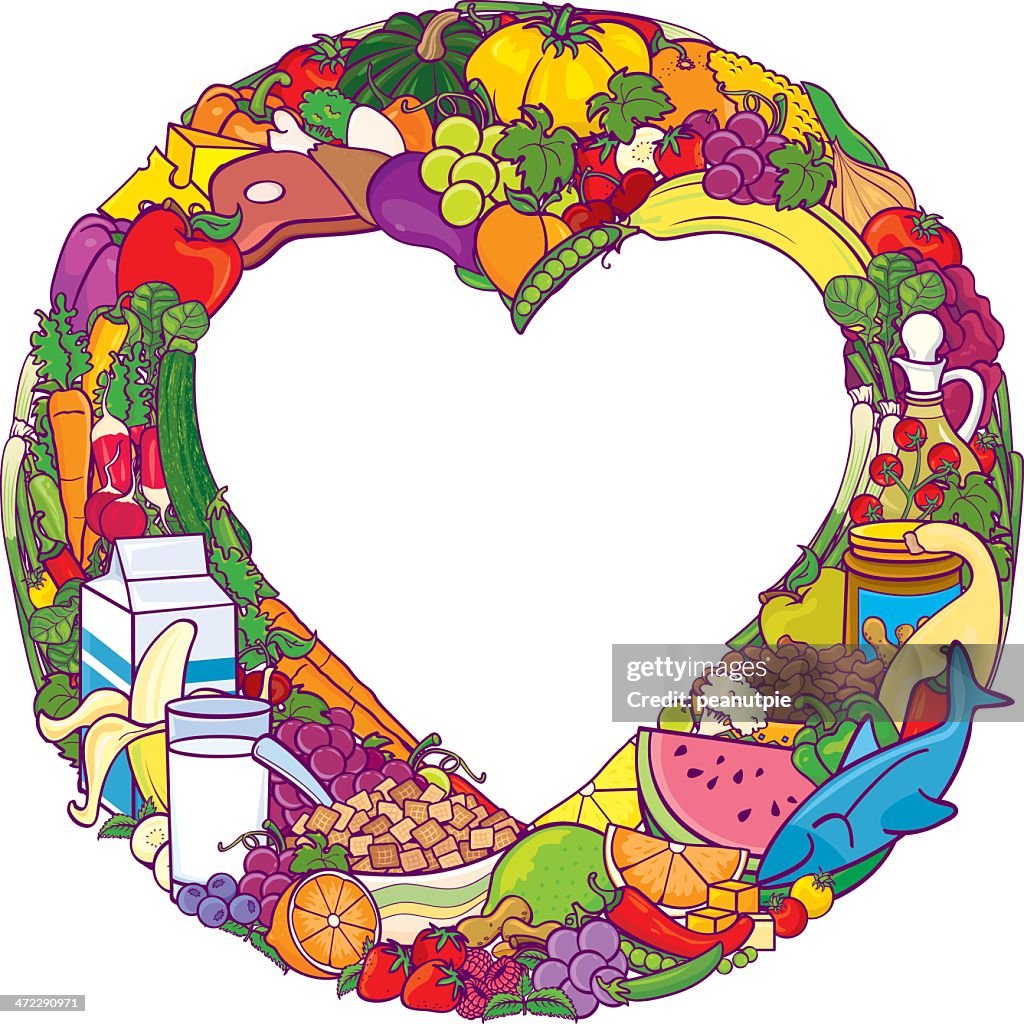 Healthy Food Heart Frame