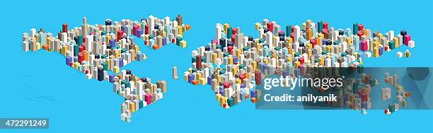 civilization - isometric world map stock illustrations