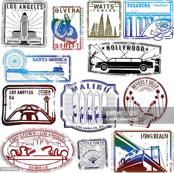 retro-los angeles stempel-kollektion - beverly hills california stock-grafiken, -clipart, -cartoons und -symbole