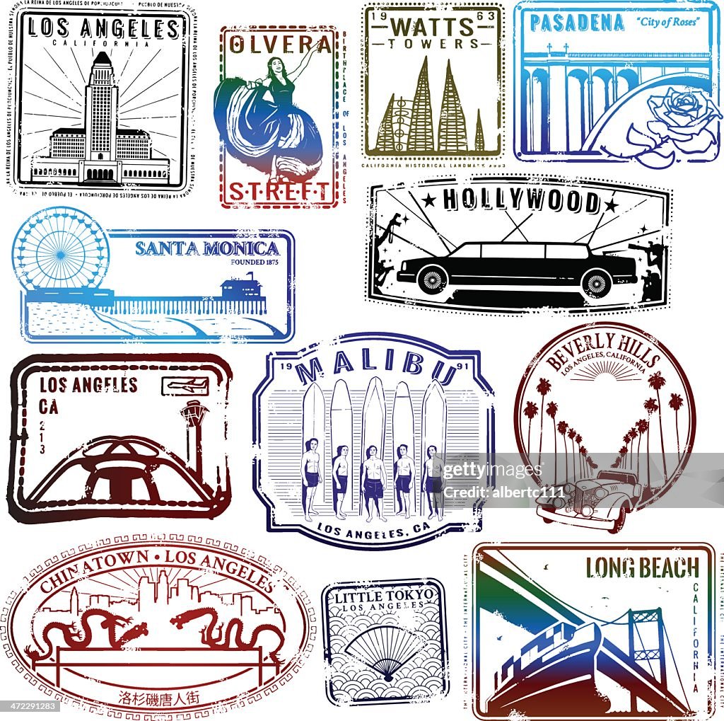 Retro Los Angeles stamp collection