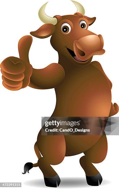 bull: thumbs up! - african buffalo stock illustrations