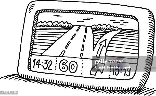 gps navigation device drawing - car navigation screen stock illustrations