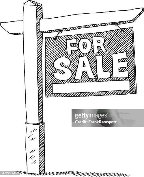 for sale sign real estate drawing - real estate sign stock illustrations