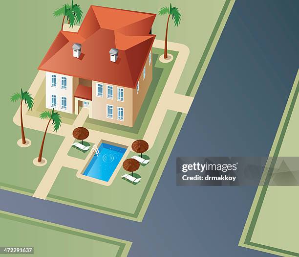 house - mansion pool stock illustrations
