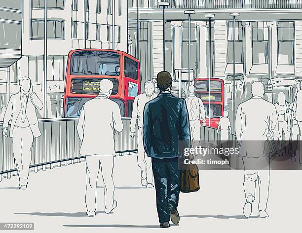 ilustraciones, imágenes clip art, dibujos animados e iconos de stock de los autobuses de londres - london bridge england