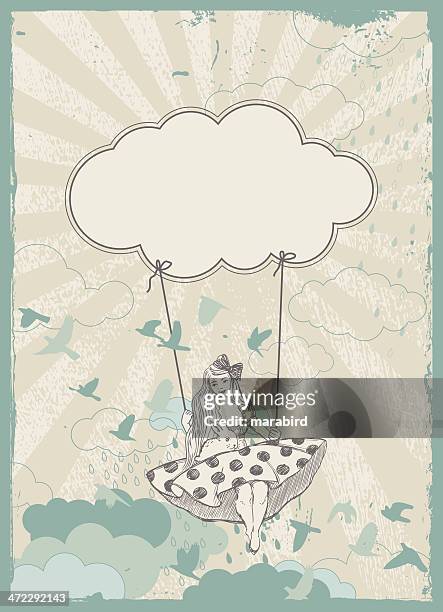 swing in den wolken - schaukel regen stock-grafiken, -clipart, -cartoons und -symbole