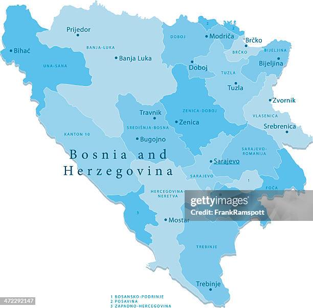 stockillustraties, clipart, cartoons en iconen met bosnia herzegovina vector map regions isolated - tuzla-bosnië-en-herzegovina