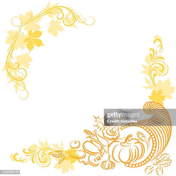 thanksgiving frames - thanksgiving cornucopia stock illustrations