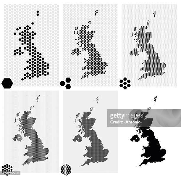 different maps of united kingdom with different resolutions  - wales map stock illustrations
