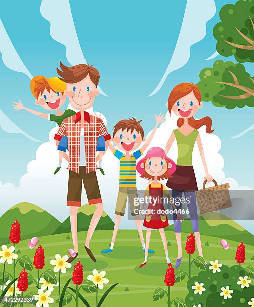 reisen mit der familie - family fun stock-grafiken, -clipart, -cartoons und -symbole