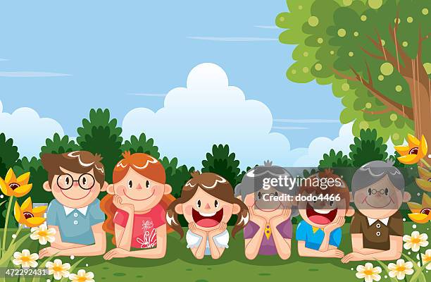 happy family - grandmother portrait stock illustrations