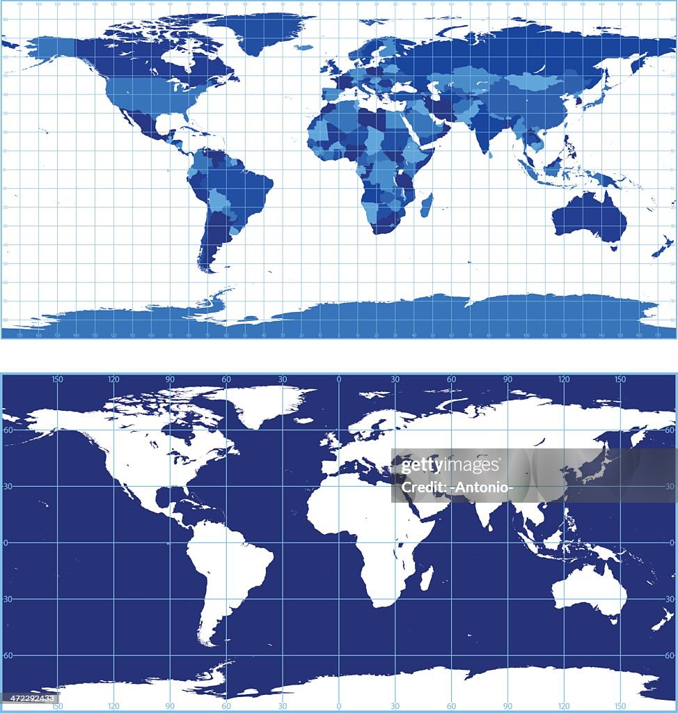 World Map With Graticules High-Res Vector Graphic - Getty Images