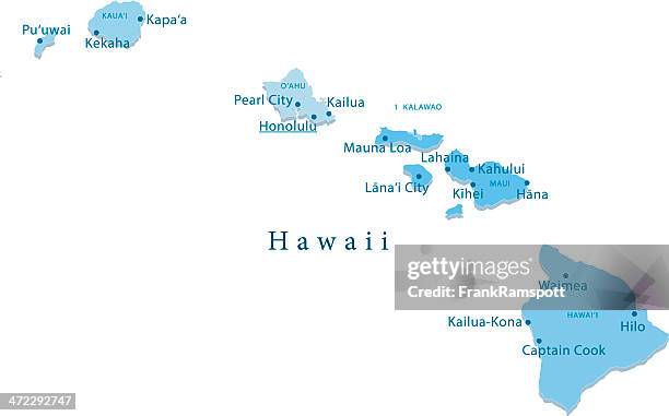 illustrazioni stock, clip art, cartoni animati e icone di tendenza di hawaii mappa vettoriale regioni isolato - big island isola di hawaii