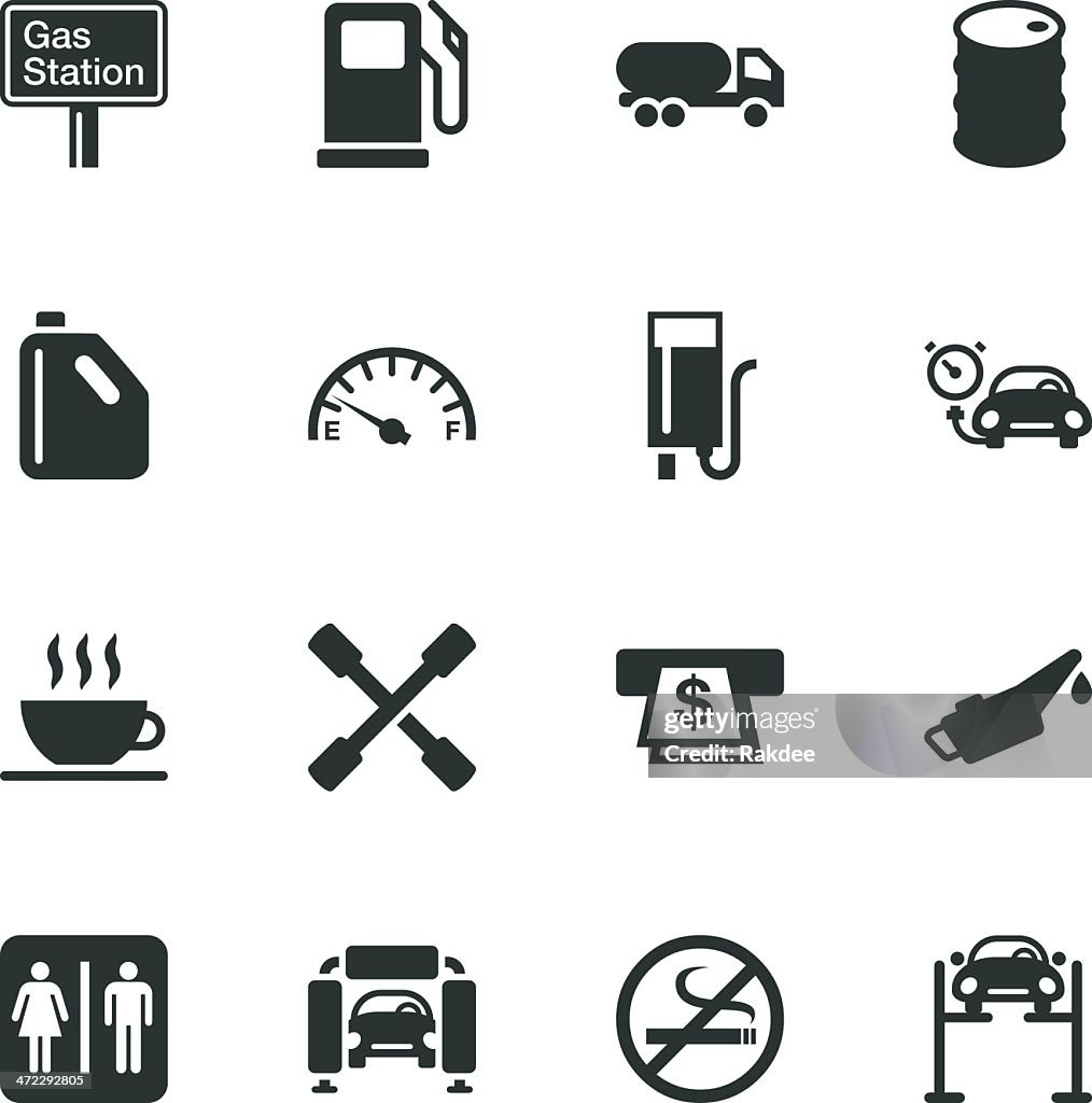 Gas Station Silhouette Icons