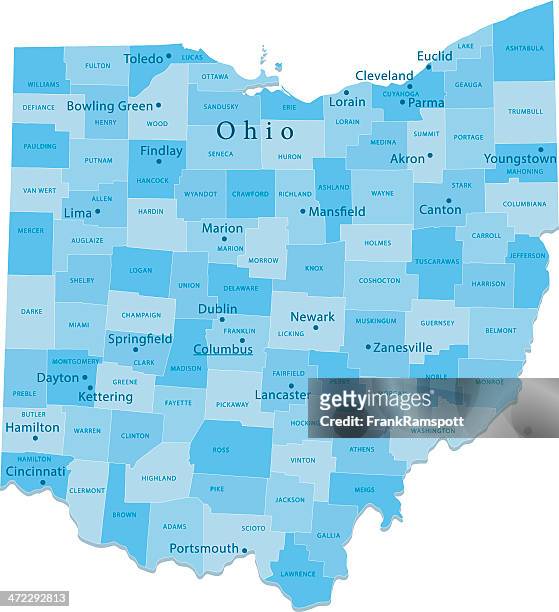 ohio vector map regions isolated - cleveland ohio map stock illustrations