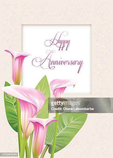 calla lily anniversary card - calla lily stock illustrations