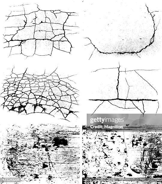 various design elements like crackings on a wall - cracked stock illustrations