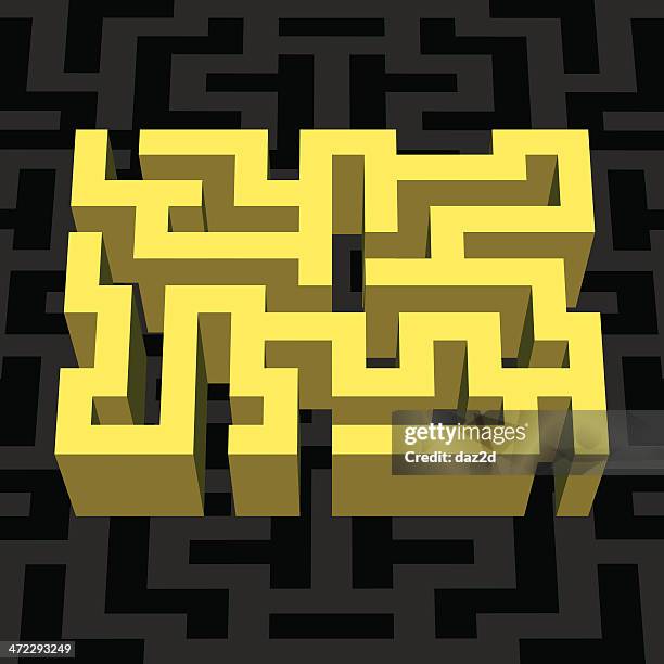 yellow 3d maze - game over short phrase stock illustrations