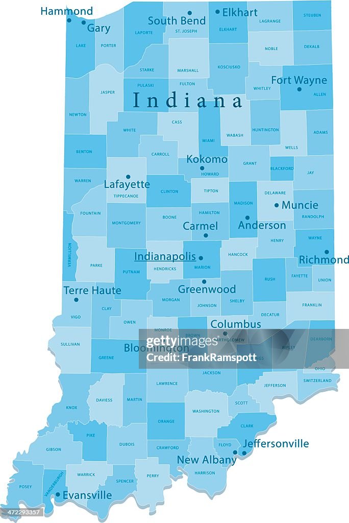 Indiana Vektor-Karte Regionen Isoliert