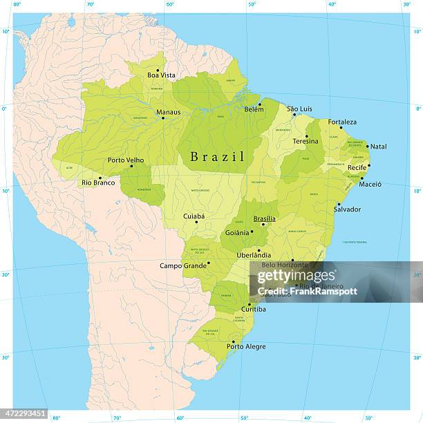 brazil vector map - amazonas state brazil stock illustrations