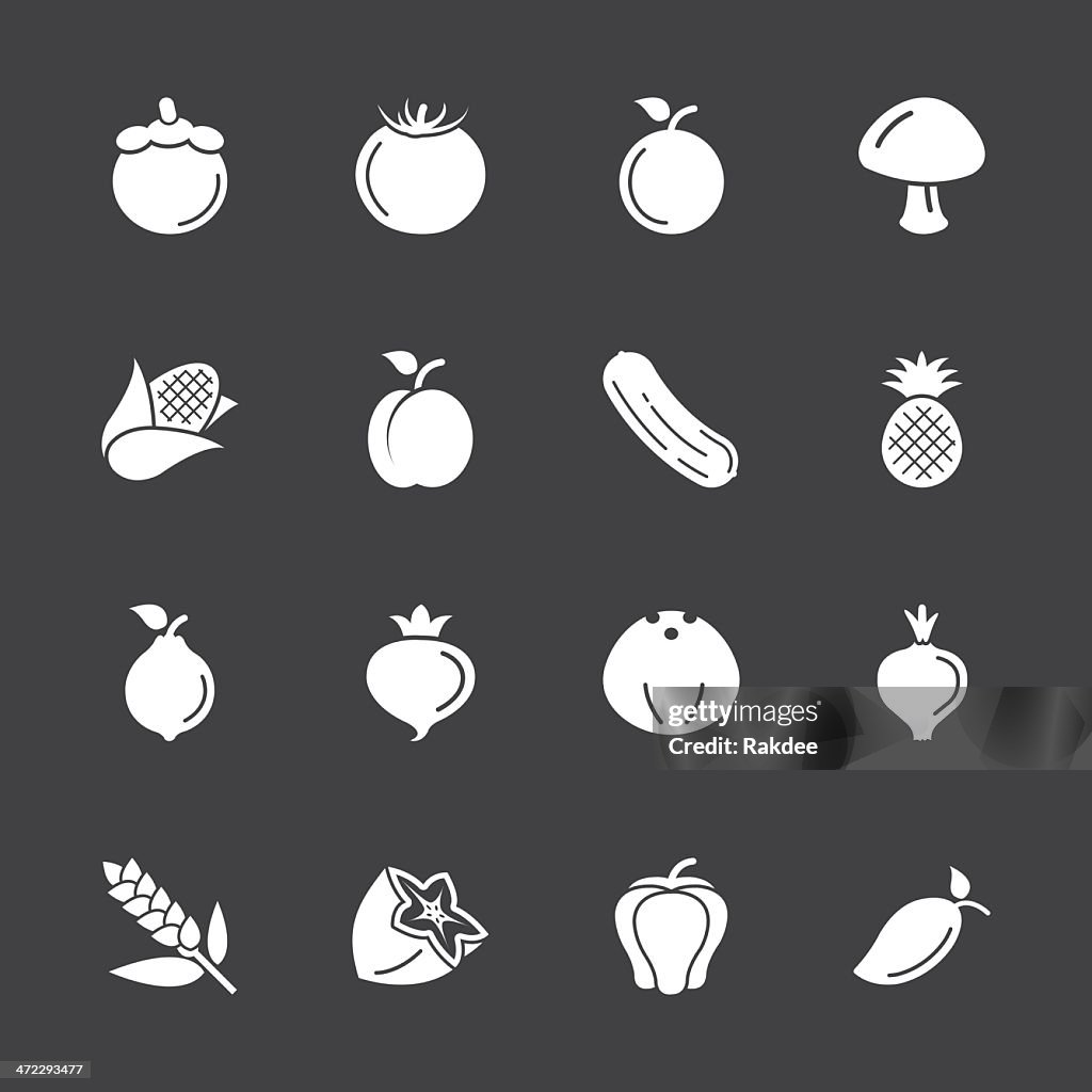 Fruit and Vegetable Icons 2 - White Series | EPS10