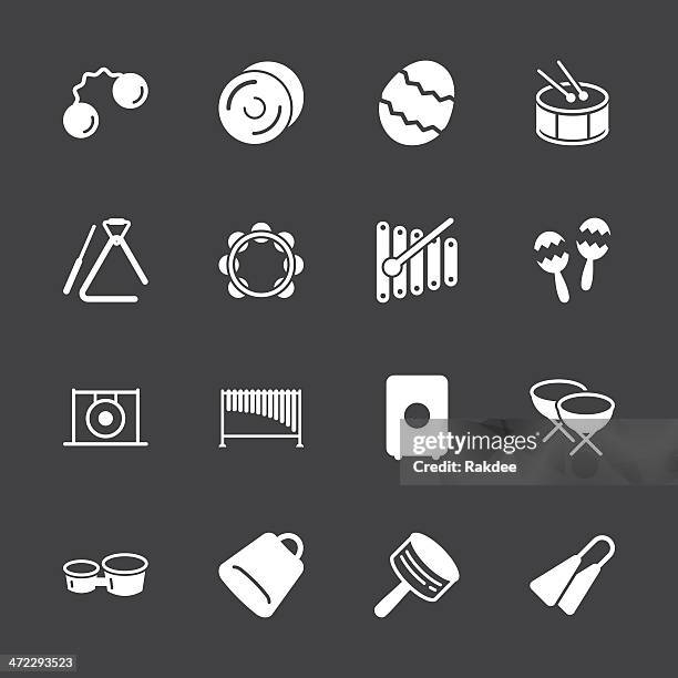 percussion music icons - white series | eps10 - marimba stock illustrations