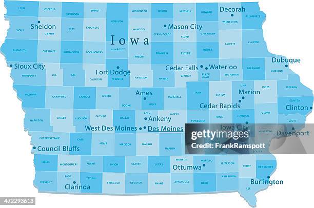 ilustrações de stock, clip art, desenhos animados e ícones de iowa vetor mapa de regiões isoladas - waterloo - iowa