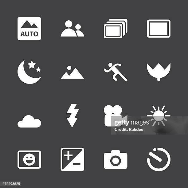 camera menu icons set 1 - white series | eps10 - speeding camera stock illustrations