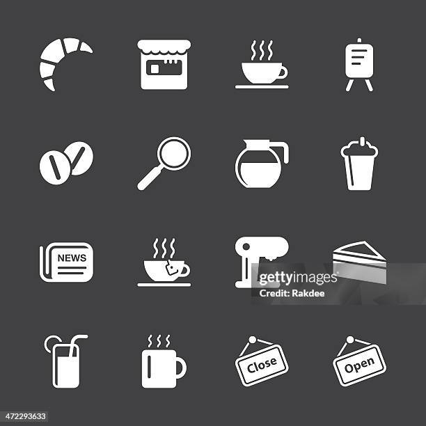 coffee shop icons - white series | eps10 - coffee drink illustration stock illustrations