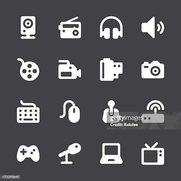 media icons - white series | eps10 - desk toy stock illustrations