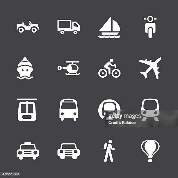 transportation icons - white series | eps10 - cable car stock illustrations