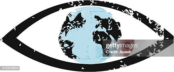 earth inside eye - disaster planning stock illustrations