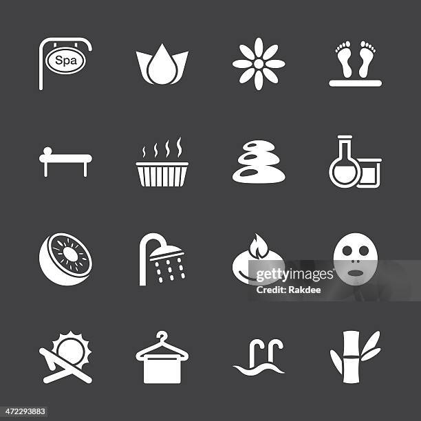 spa icons - white series | eps10 - foot massage icon stock illustrations