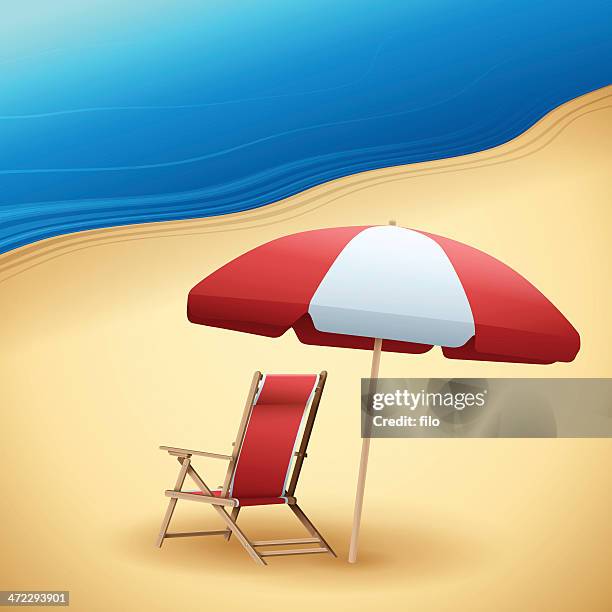 illustrations, cliparts, dessins animés et icônes de vue sur la plage - parasol de plage