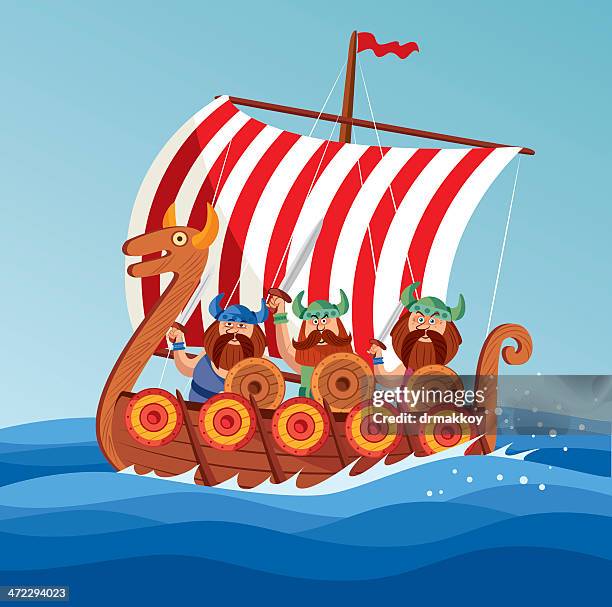 viking ship - northern european descent stock illustrations