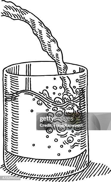 illustrazioni stock, clip art, cartoni animati e icone di tendenza di versare l'acqua nel bicchiere di disegno - filling