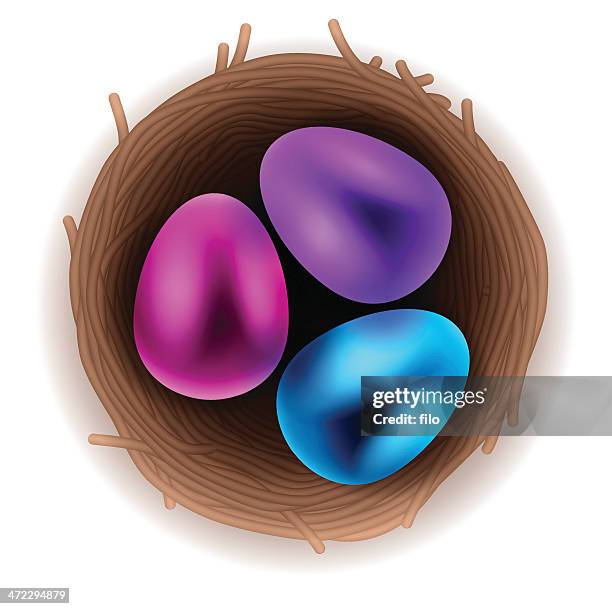 easter egg nest - easter basket stock illustrations