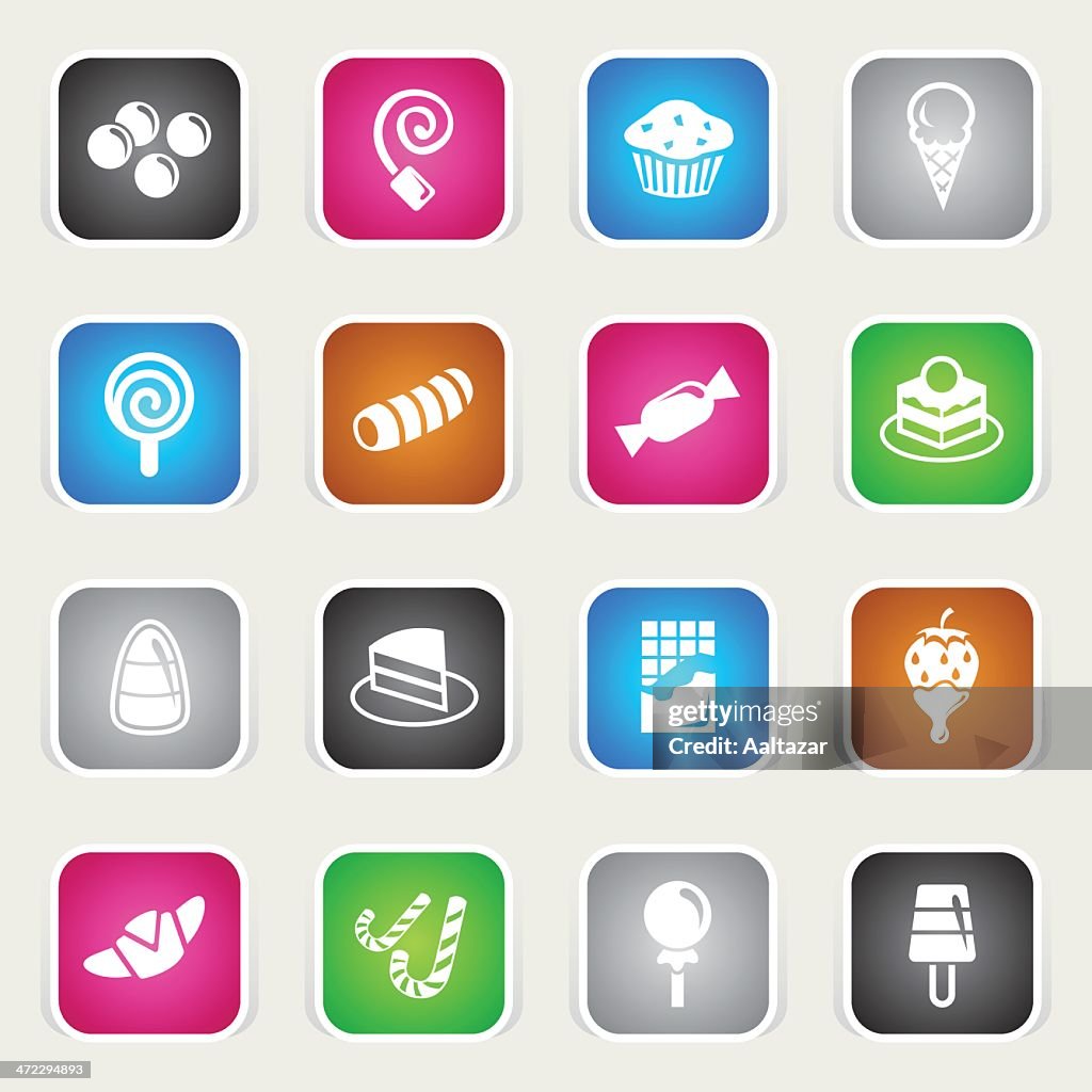 Mehrfarbig Icons-Süßigkeiten & Candy