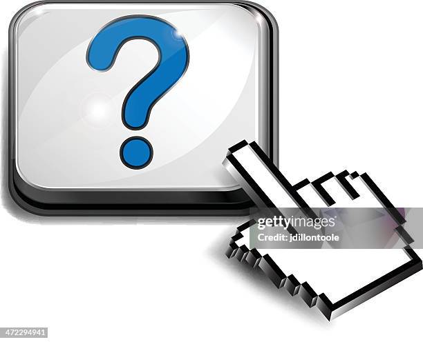 computer hand cursor on key | question mark - keyboard button stock illustrations