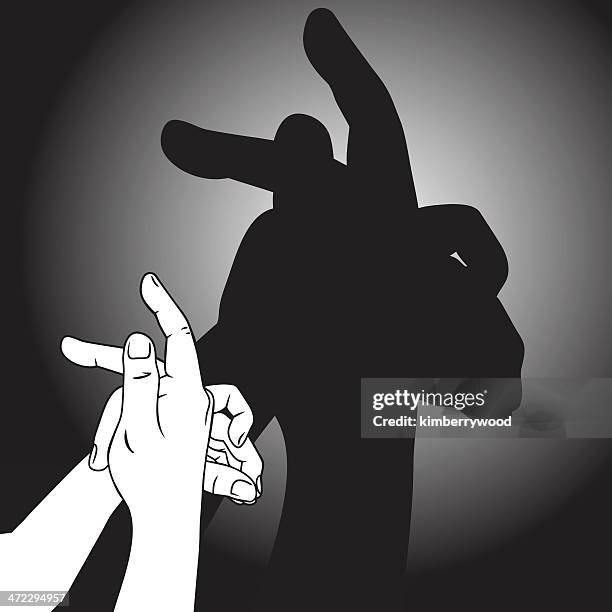 shadow puppet rabbit - shadow puppet stock illustrations