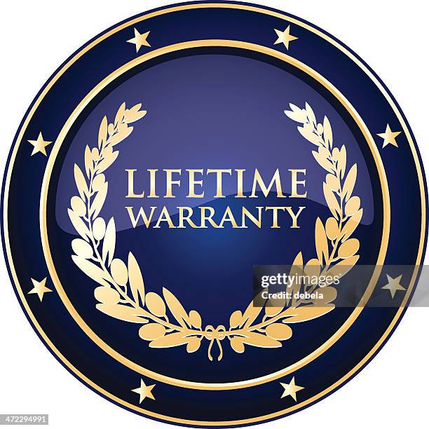 stockillustraties, clipart, cartoons en iconen met blue lifetime warranty shield - levensgebeurtenissen