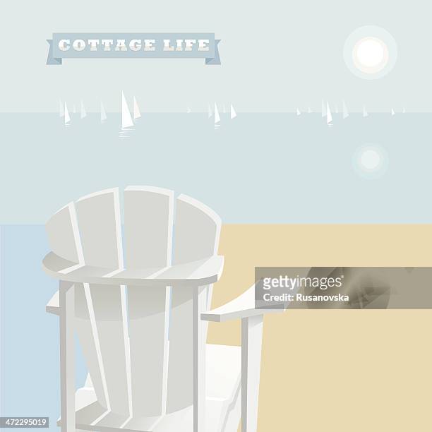 cottage life - adirondack chair stock illustrations