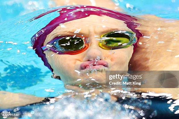 Madison Wilson competes in the Women's 200m Backstroke Final during day seven of the Australian National Swimming Championships at Sydney Olympic...