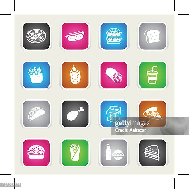 multicolor icons - fast food - corn chips stock illustrations