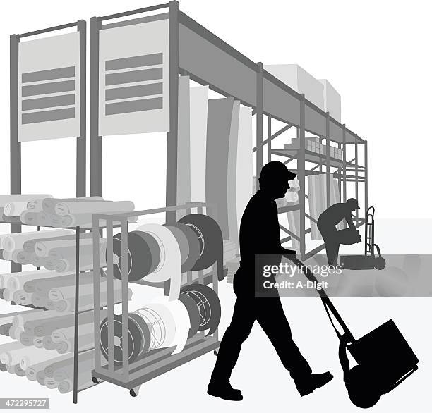 hardware workers vector silhouette - hardware store shopping stock illustrations