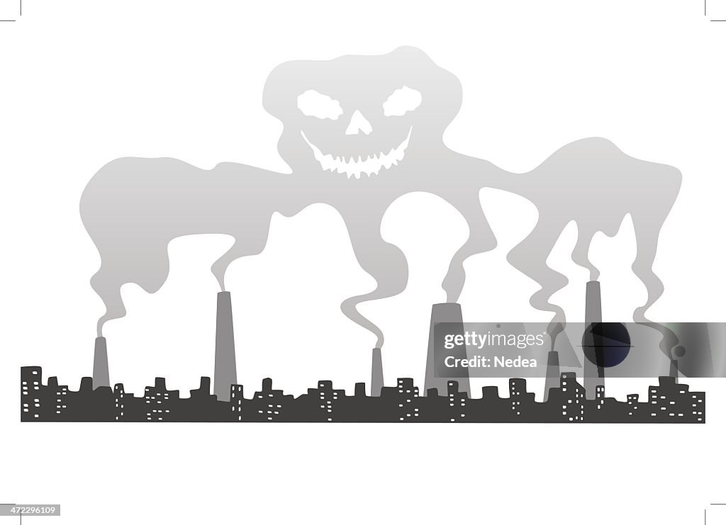 Skull out of smog